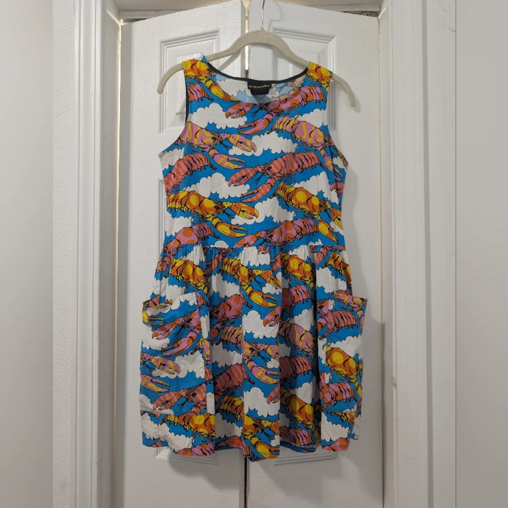 Blue Multicolor Lobster Dream Large Pocket Dress - Picture 2 of 3